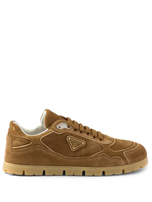 Prada Faded Suede Sneakers | Brown | FARFETCH