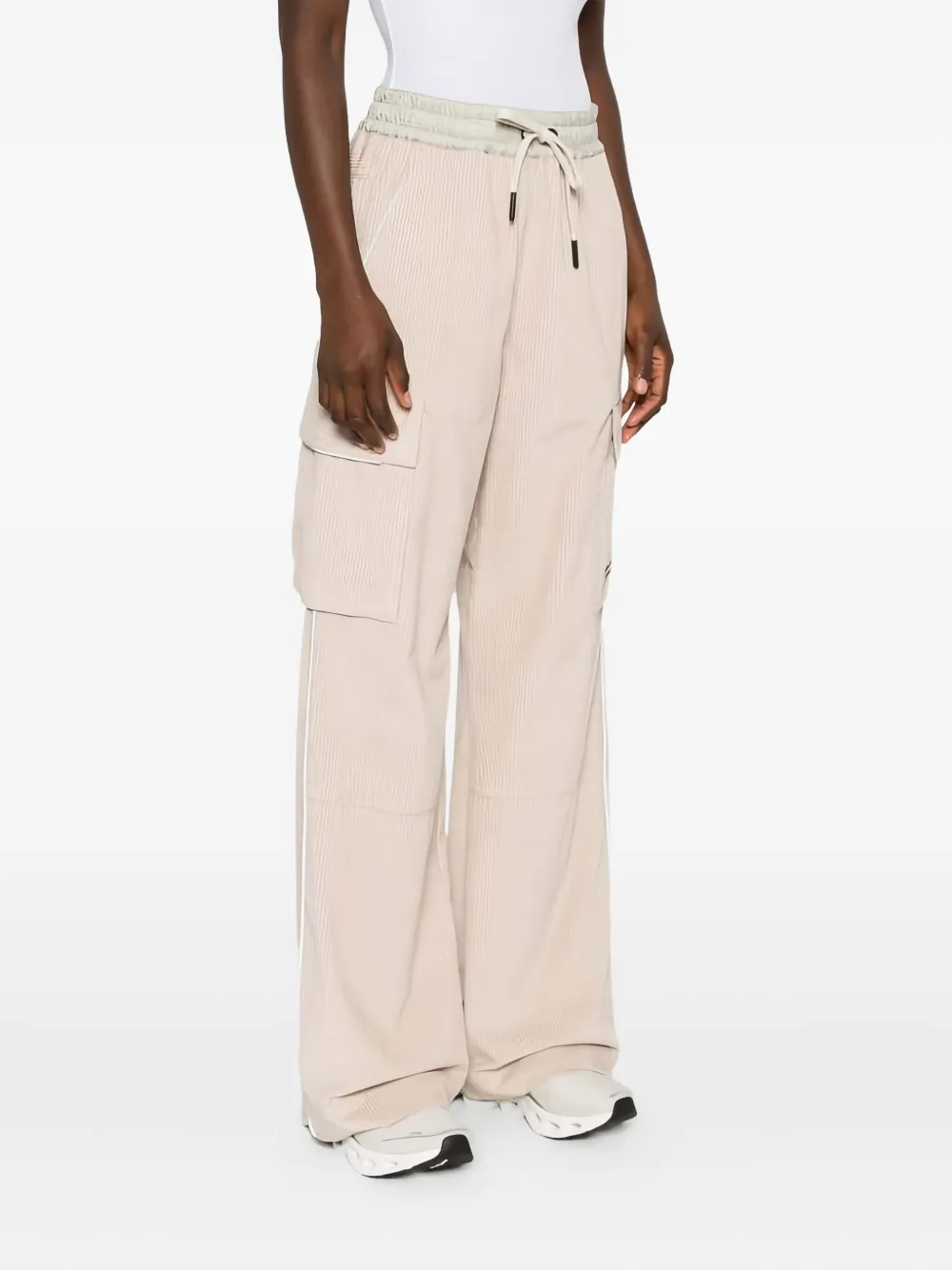 Moncler Corduroy Cargo Trousers In Neutral