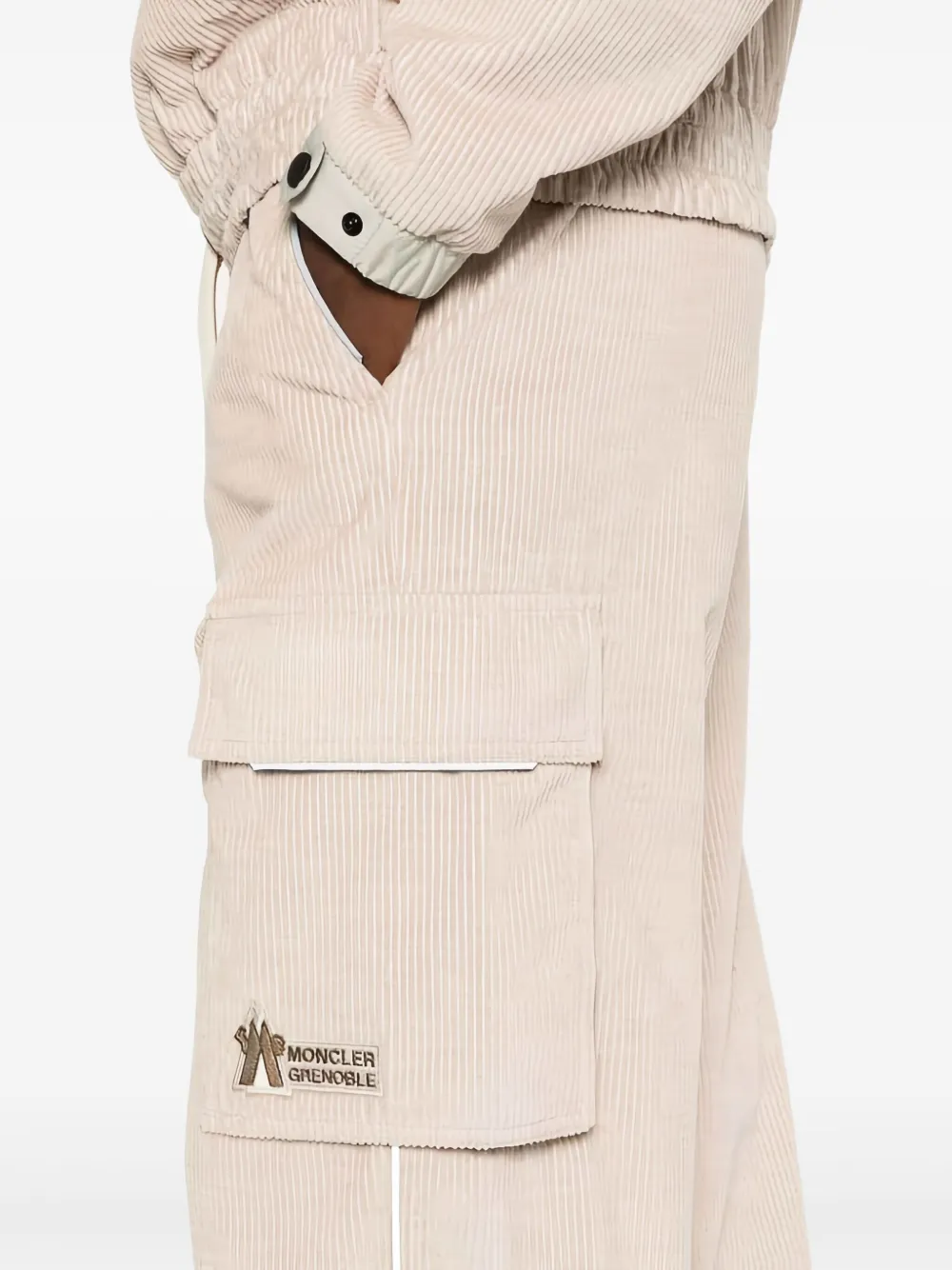 Moncler Corduroy Cargo Trousers In Neutral