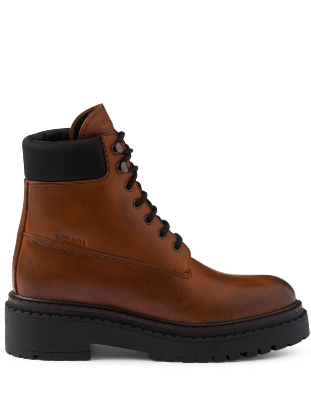 Prada Leather and Re-Nylon booties Brown