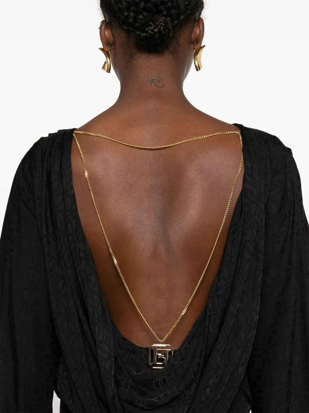 Elisabetta Franchi Body met halskettingdetail en jacquard Zwart