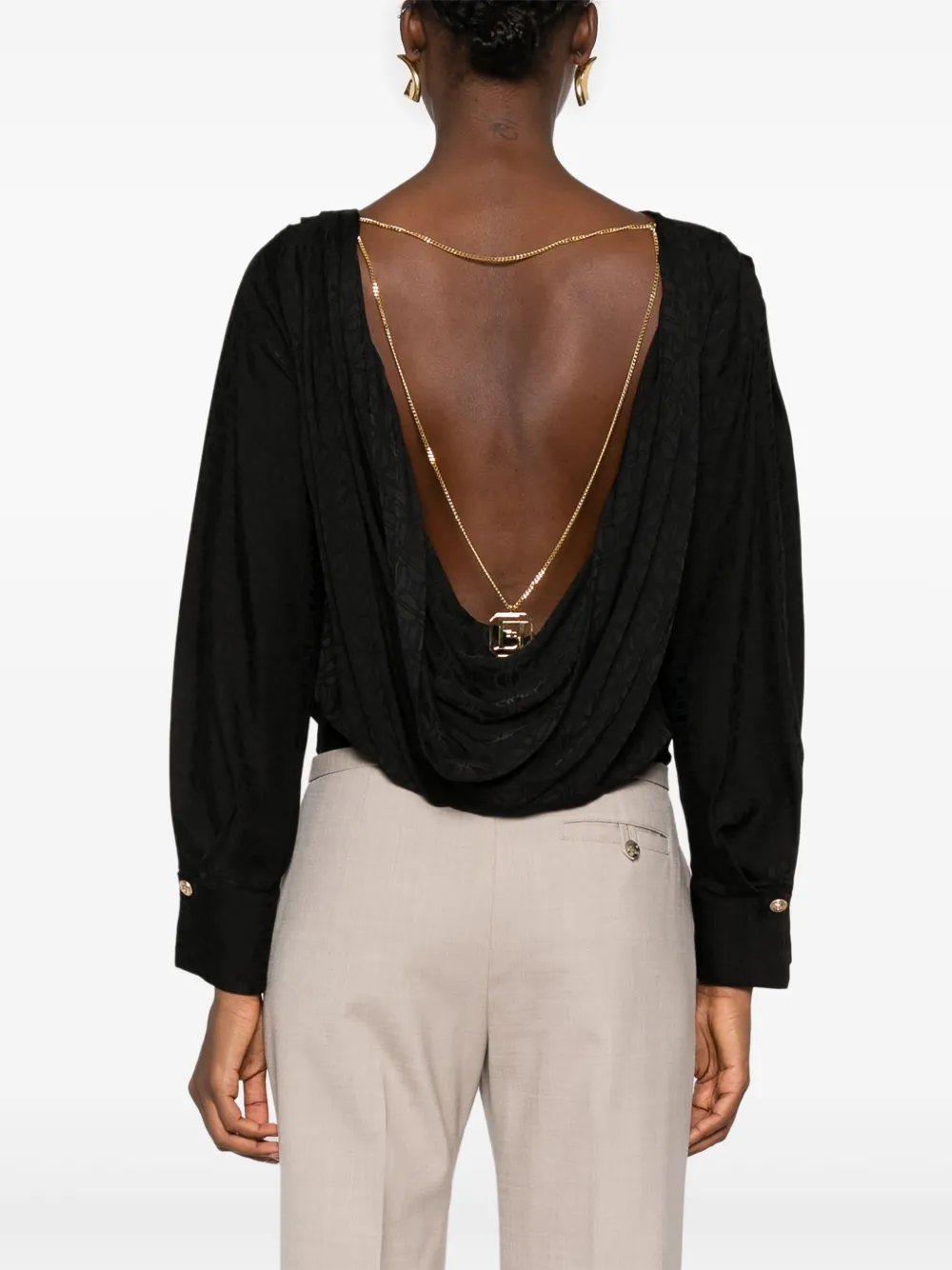 Elisabetta Franchi Body met halskettingdetail en jacquard Zwart