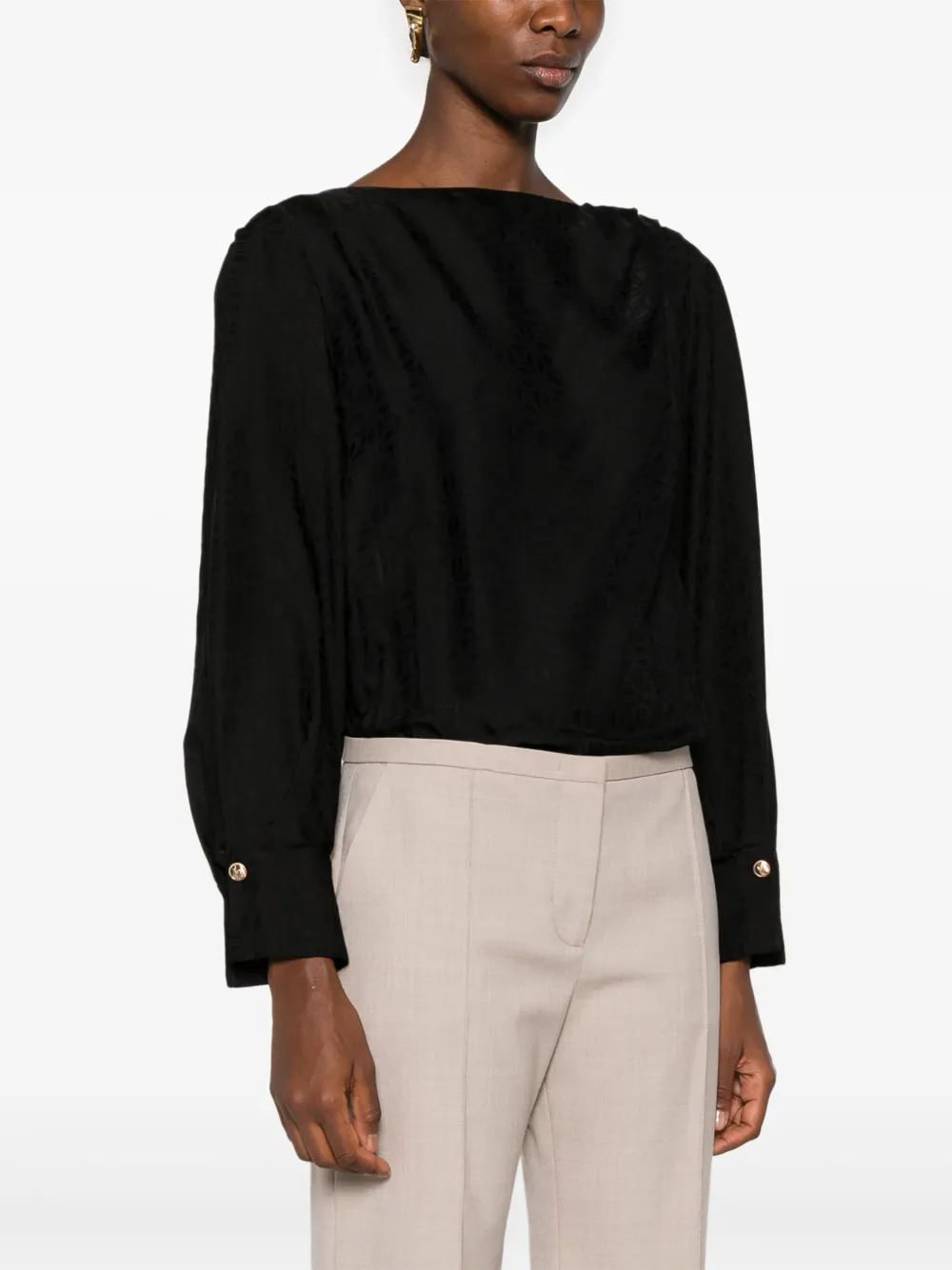 Elisabetta Franchi Body met halskettingdetail en jacquard Zwart