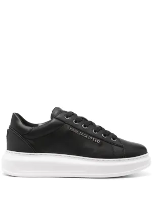 Emporio Armani Icon logo-perforated Leather Sneakers | Black