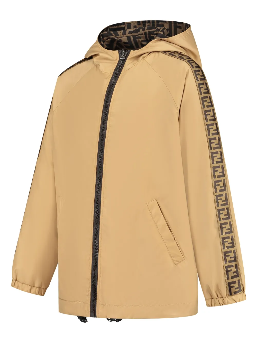 Fendi Kids Hoodie met FF-patroon en rits Beige