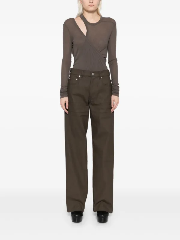 rick owens geth jeans コーティング加工　ブラウン　30 Rick Owens: Brown Hollywood Coated Geth Jeans | SSENSE