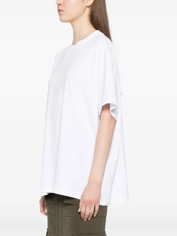 【関税込み】We11done ホワイト Pearl Logo Tシャツ We11done Pearl Logo Tシャツ | ホワイト | FARFETCH JP