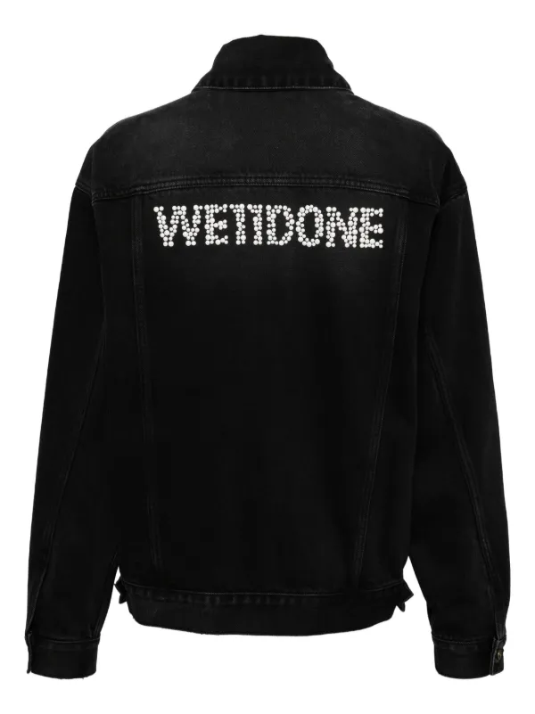 We11done Washed Denim Jacket | Black | FARFETCH IN
