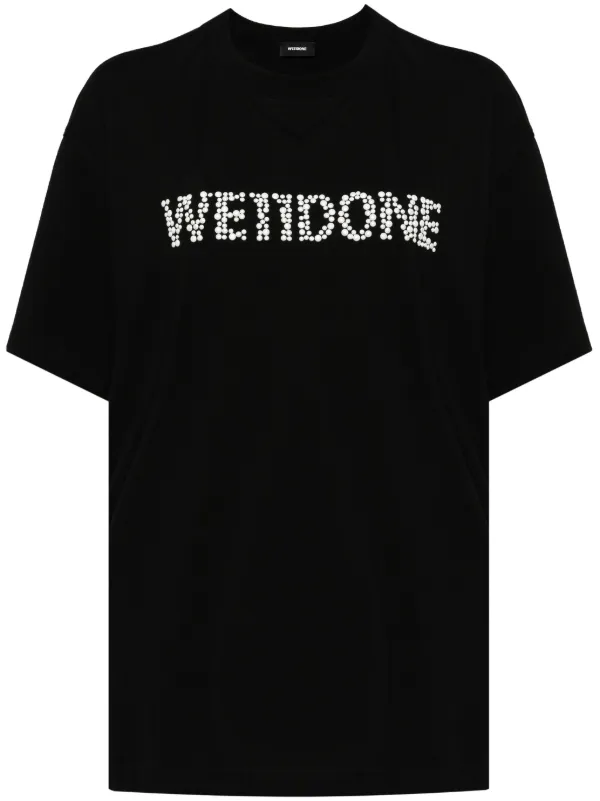 【関税込み】We11done ブラック Pearl Bear Tシャツ We11done: ブラック Pearl Bear Tシャツ | SSENSE 日本