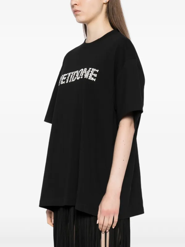 【関税込み】We11done ブラック Pearl Logo 長袖Tシャツ We11done Pearl Logo T-shirt | Black | FARFETCH GE