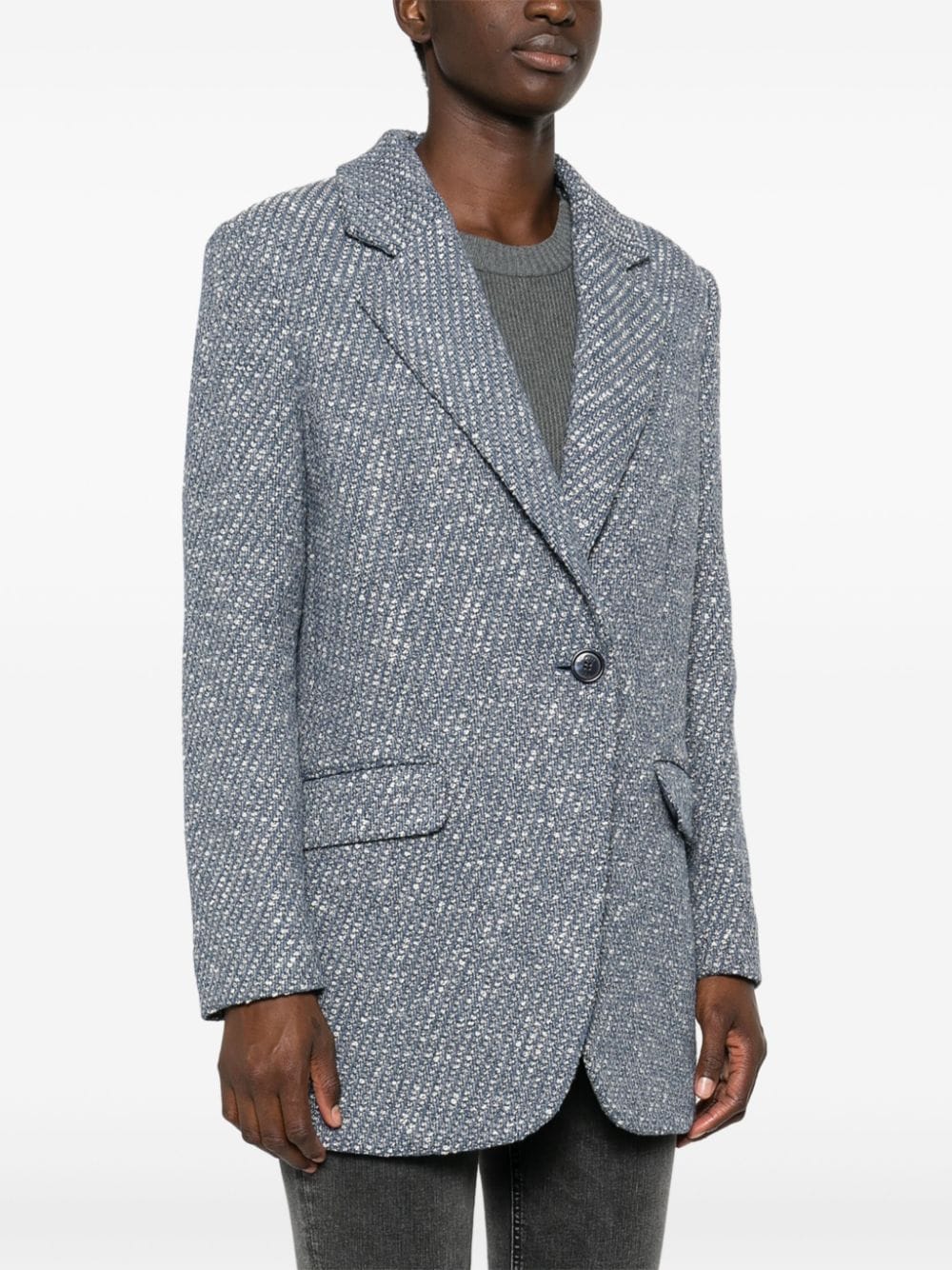 Shop Hugo Boss Single-breasted Tweed Blazer In Blue