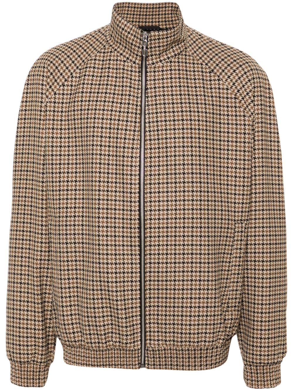 Shop Hugo Houndstooth-pattern Jacket In Neutrals