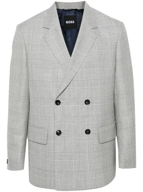 BOSS tartan-check blazer