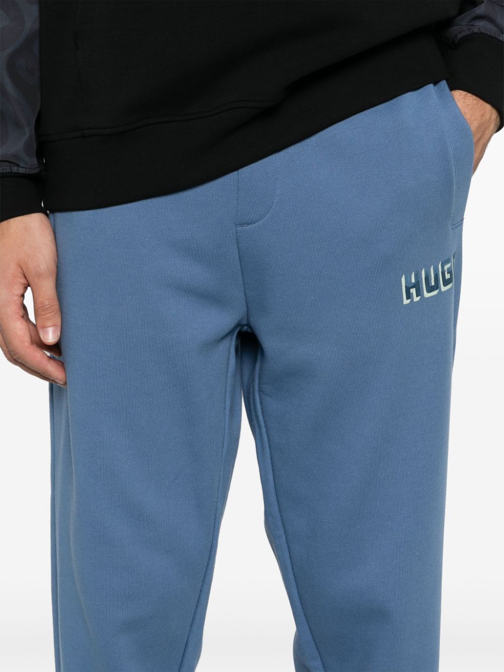 Shop Hugo Logo-print Cotton Track Pants In Blue