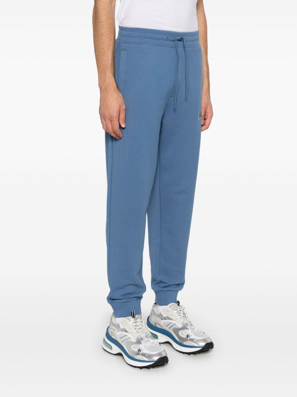 Shop Hugo Logo-print Cotton Track Pants In Blue