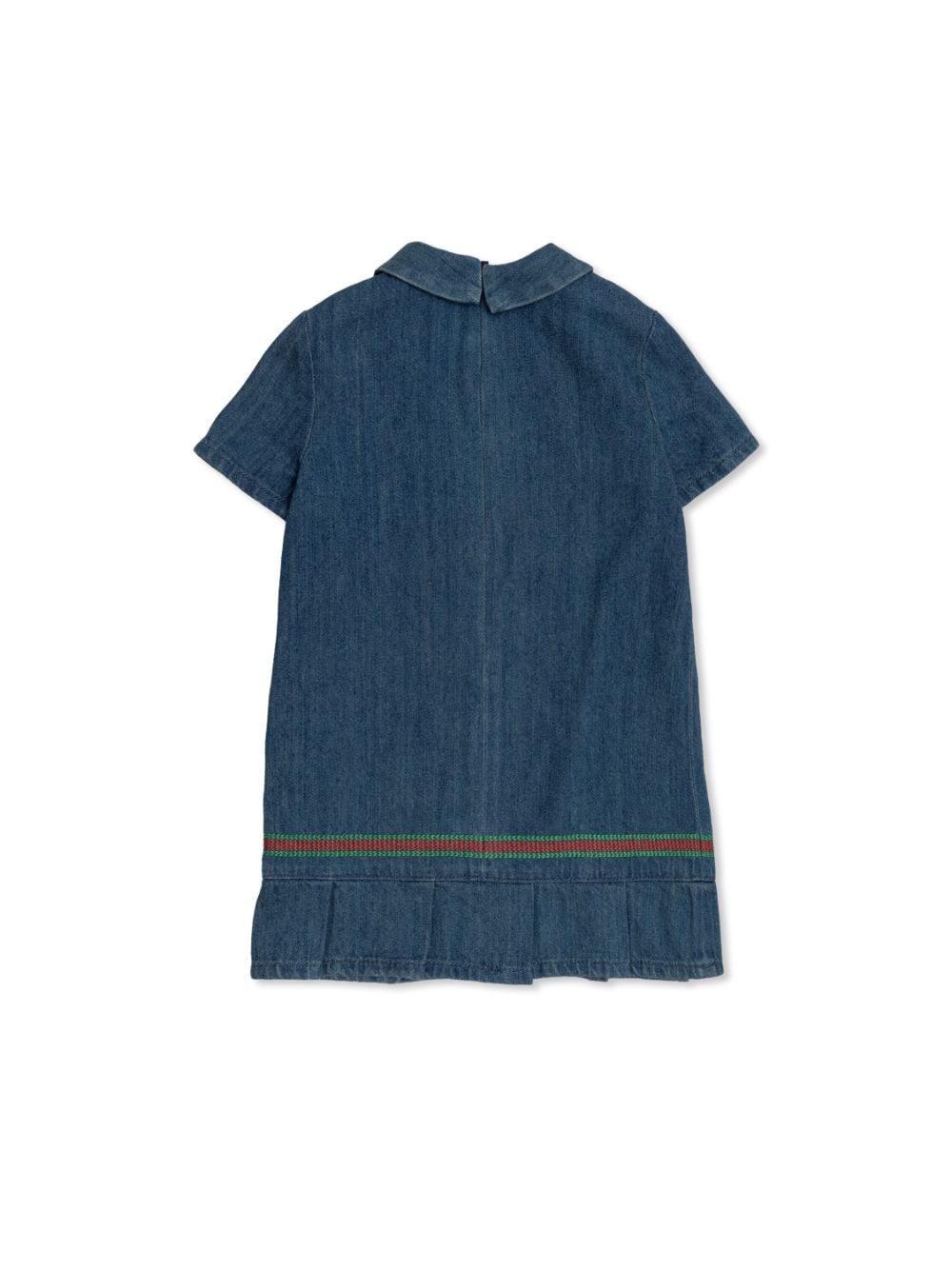 Gucci Kids Web-embroidery denim dress - Blauw