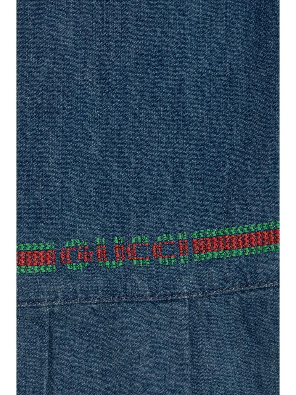 Gucci Kids Spijkerjurk met Web-borduurwerk Blauw