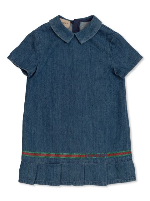 Gucci Kids Web-embroidery denim dress