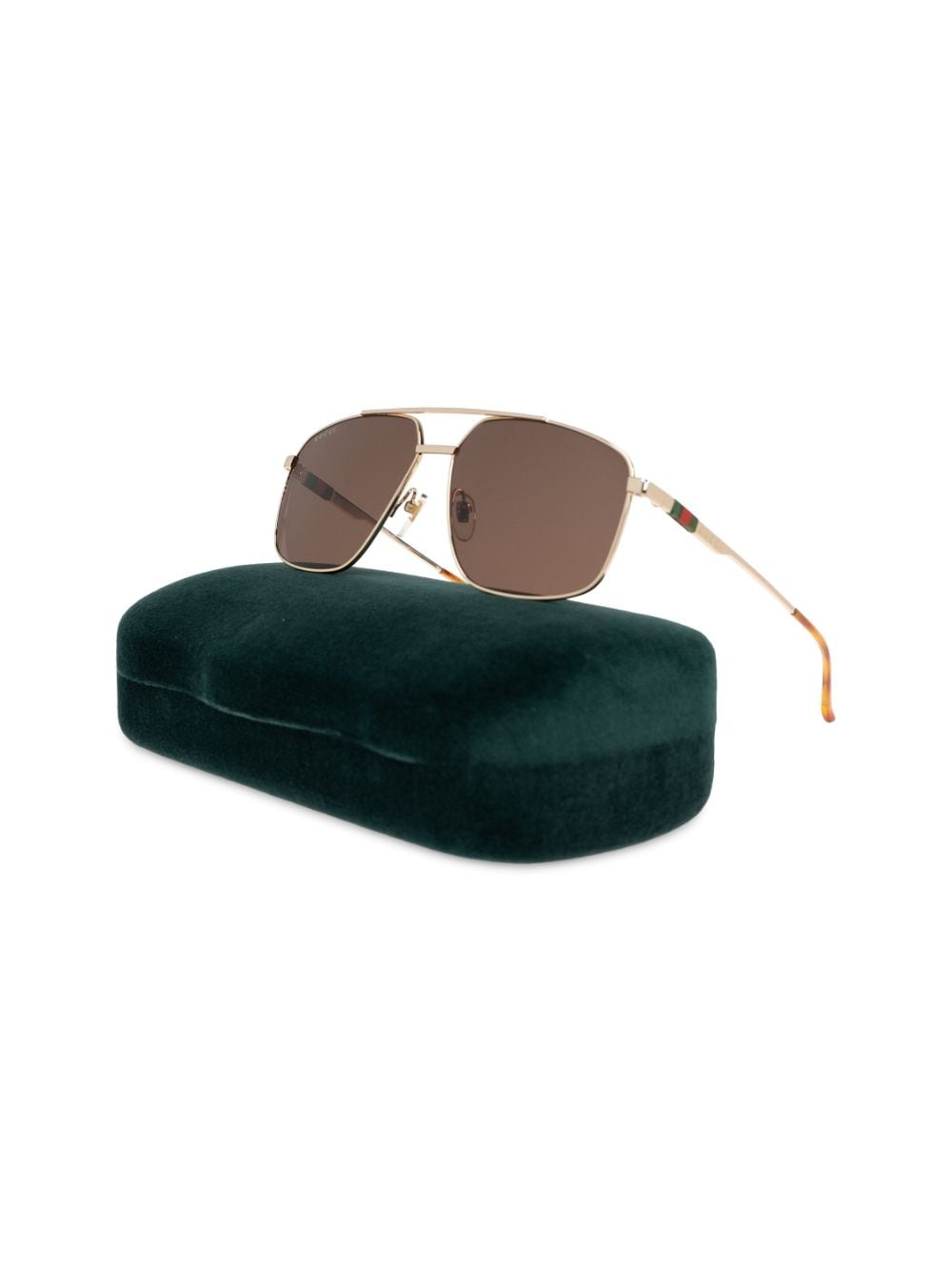 Shop Gucci Navigator Sunglasses In Gold