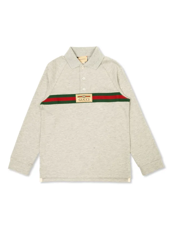 Gucci Kids Web Stripe Cotton Polo Shirt Grey FARFETCH VN