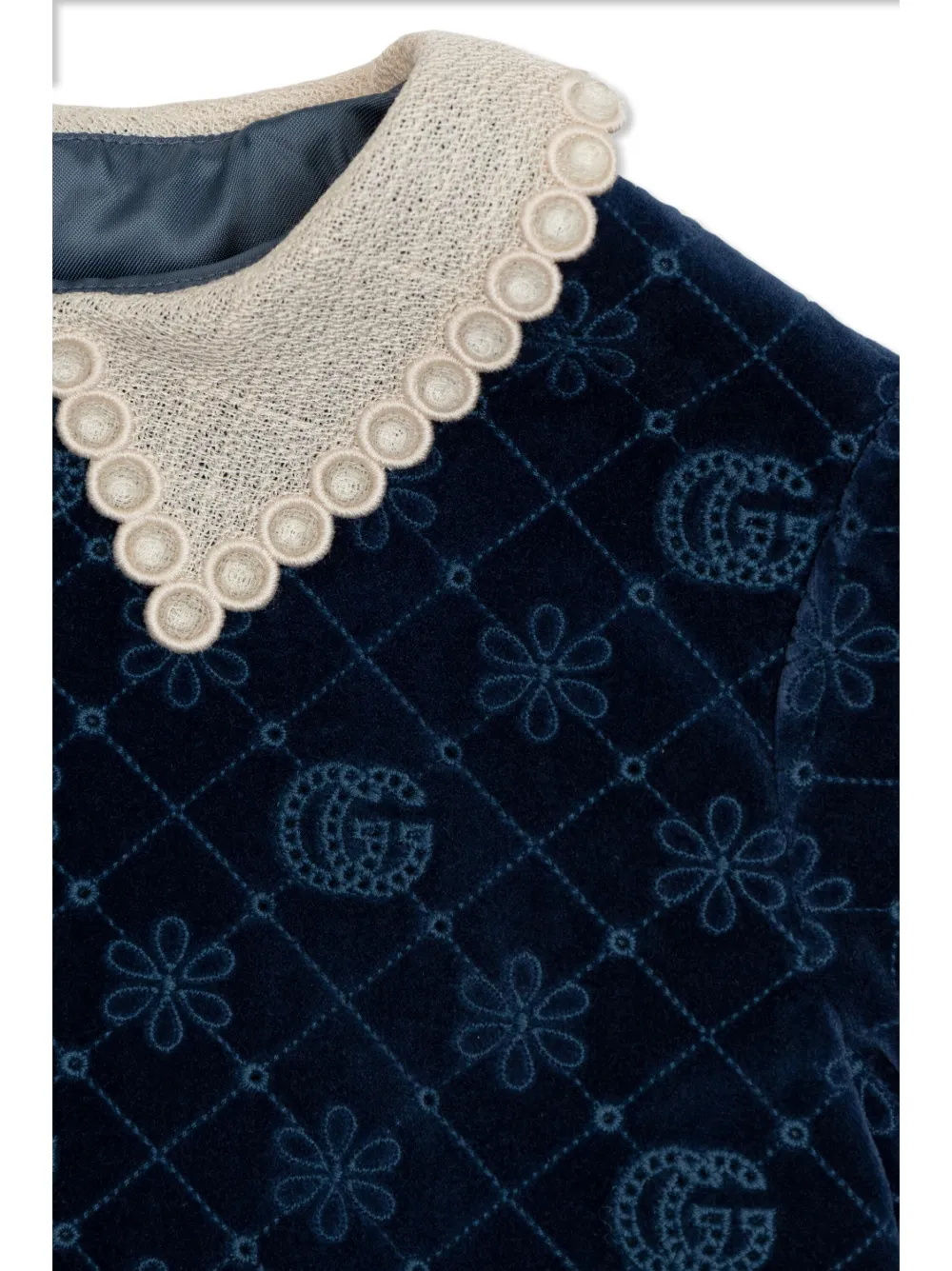 Gucci Kids Double G jurk met geborduurde bloemen Blauw