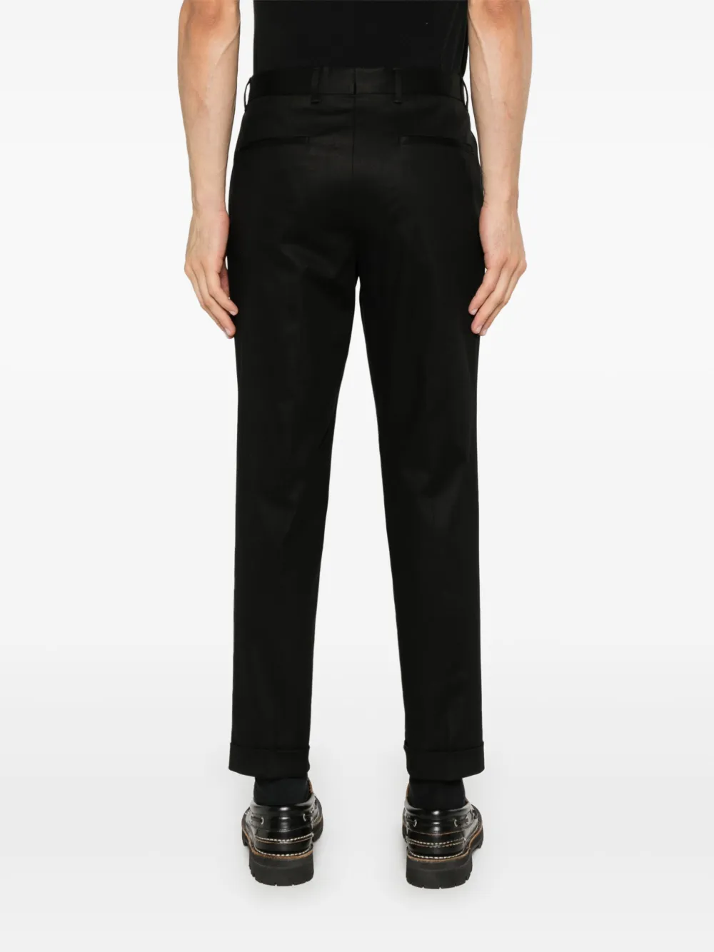 BOSS Broek met geplooid detail Zwart