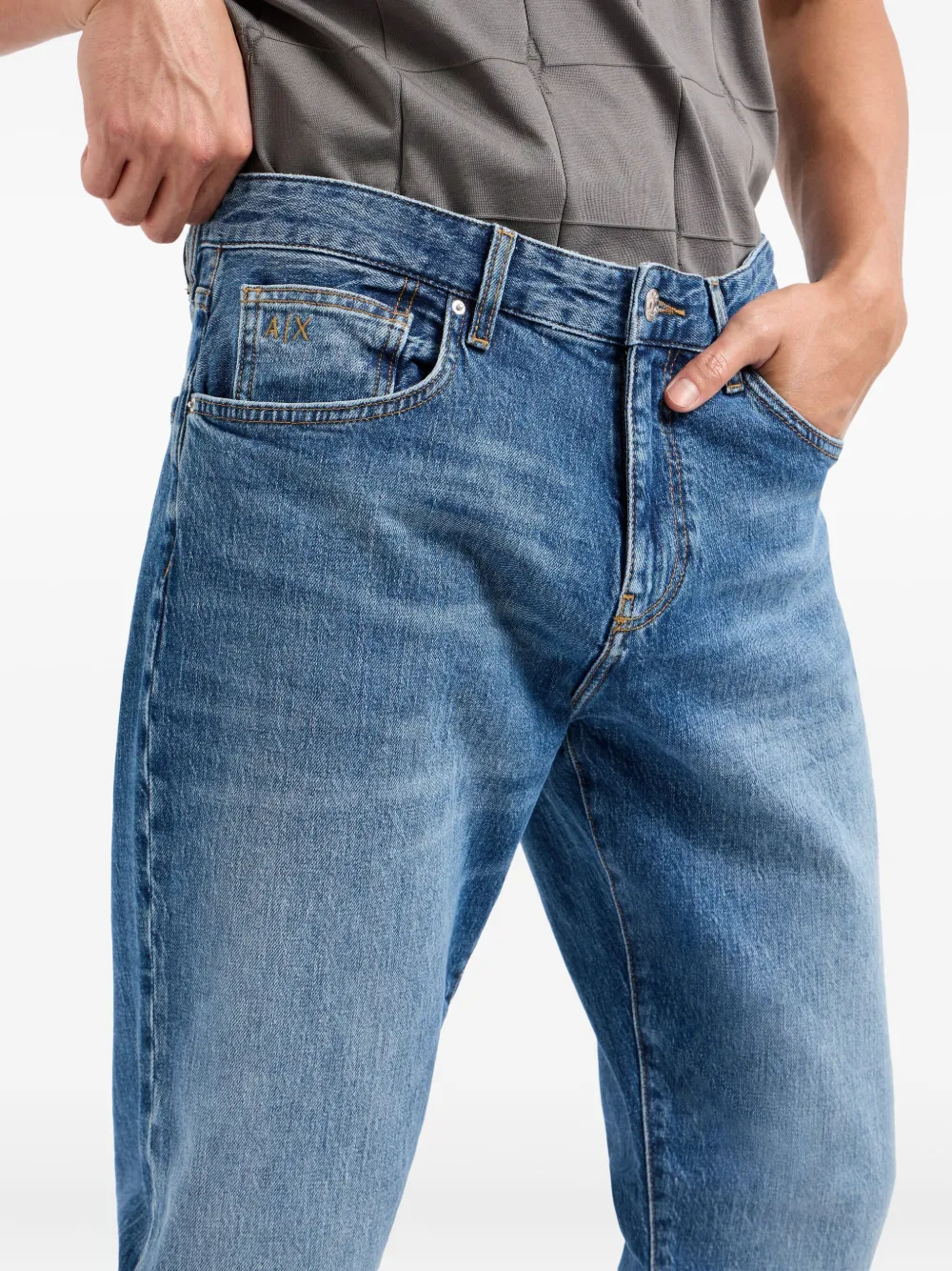 Armani Exchange Jeans met logopatch Blauw