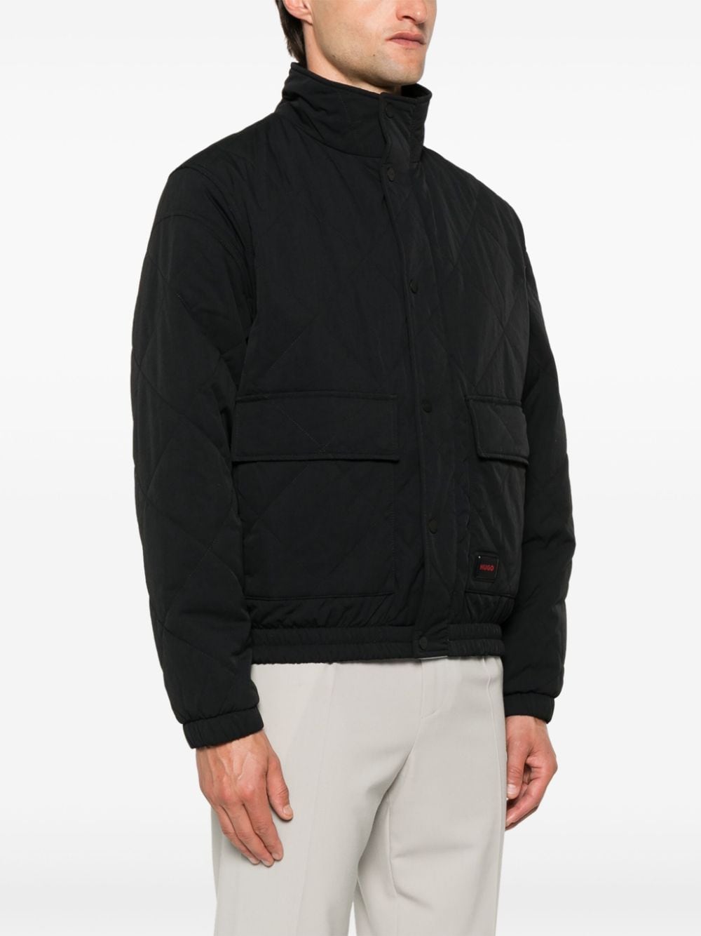 Shop Hugo Logo-tag Water-repellent Jacket In Black