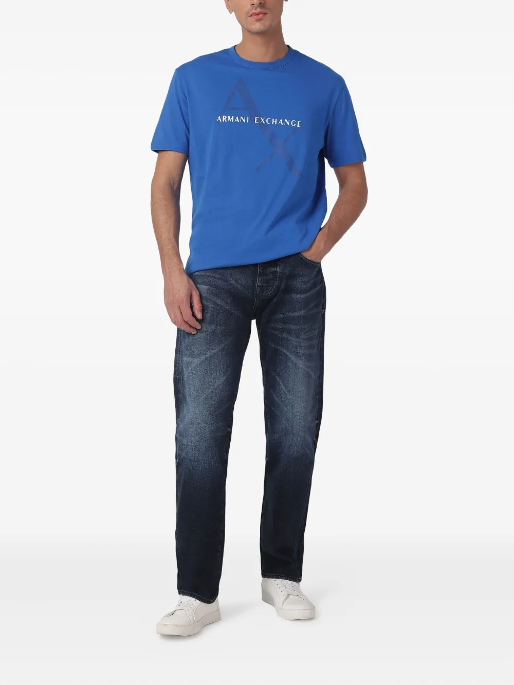 Armani Exchange Jeans met vervaagd effect - Blauw