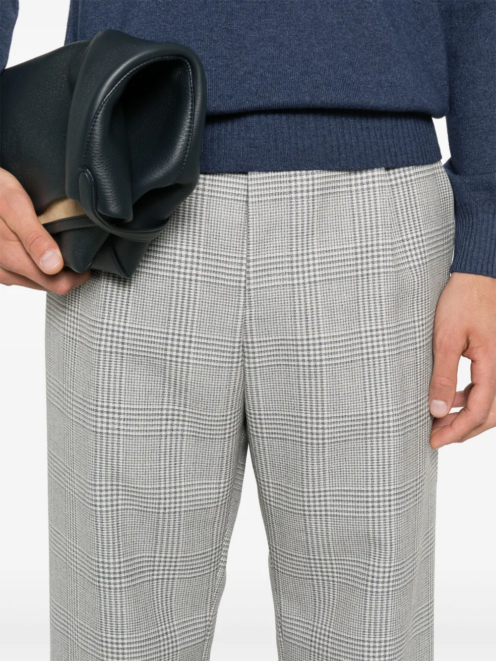 BOSS Broek met tartan ruit Blauw