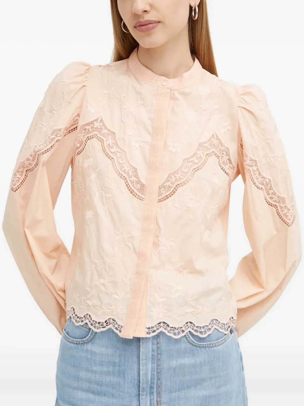 Twinset Lace-embroidered Blouse In Animal Print