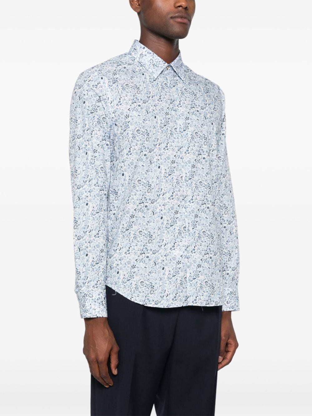 Shop Paul Smith Floral-print Shirt In Blue