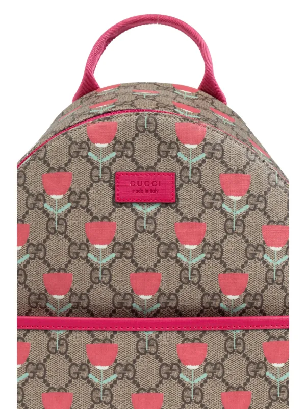 Gucci Kids flower print backpack kids Canvas Calf Leather Nylon One Size Neutrals