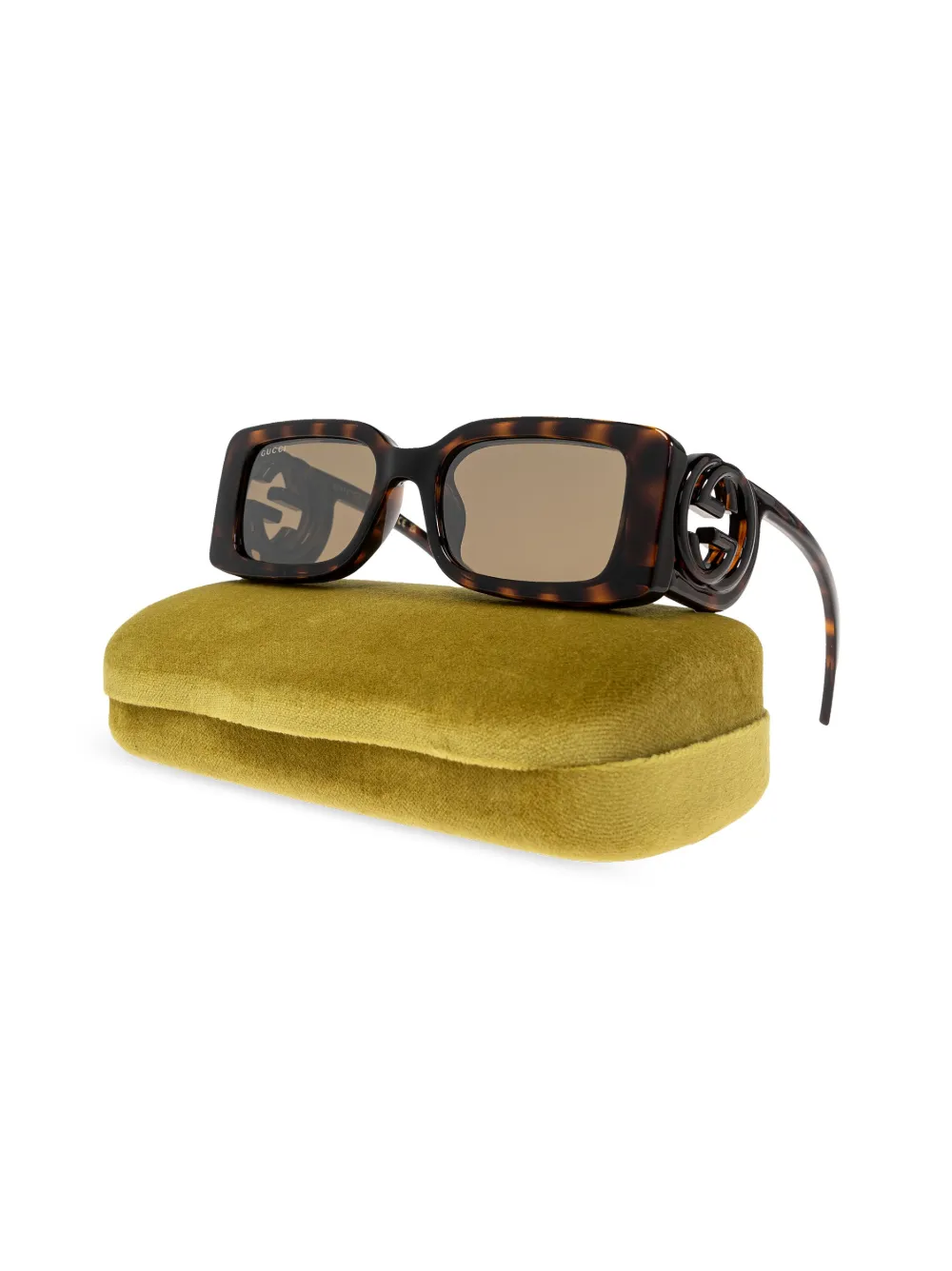 Gucci Eyewear GG zonnebril met rechthoekig montuur Bruin