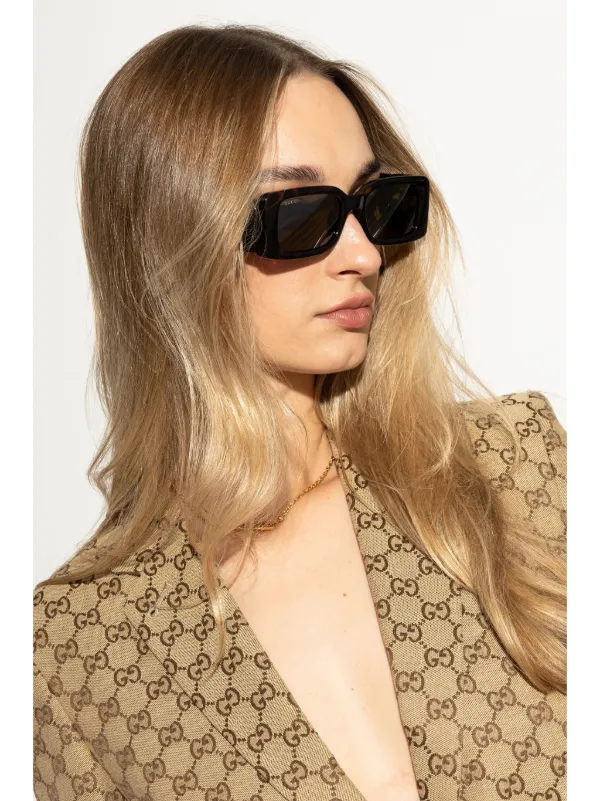 Gucci Eyewear Interlocking G Sunglasses | Brown | FARFETCH JO