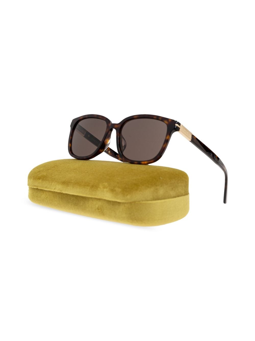 Shop Gucci Low Nose Bridge Sunglasses In Brown