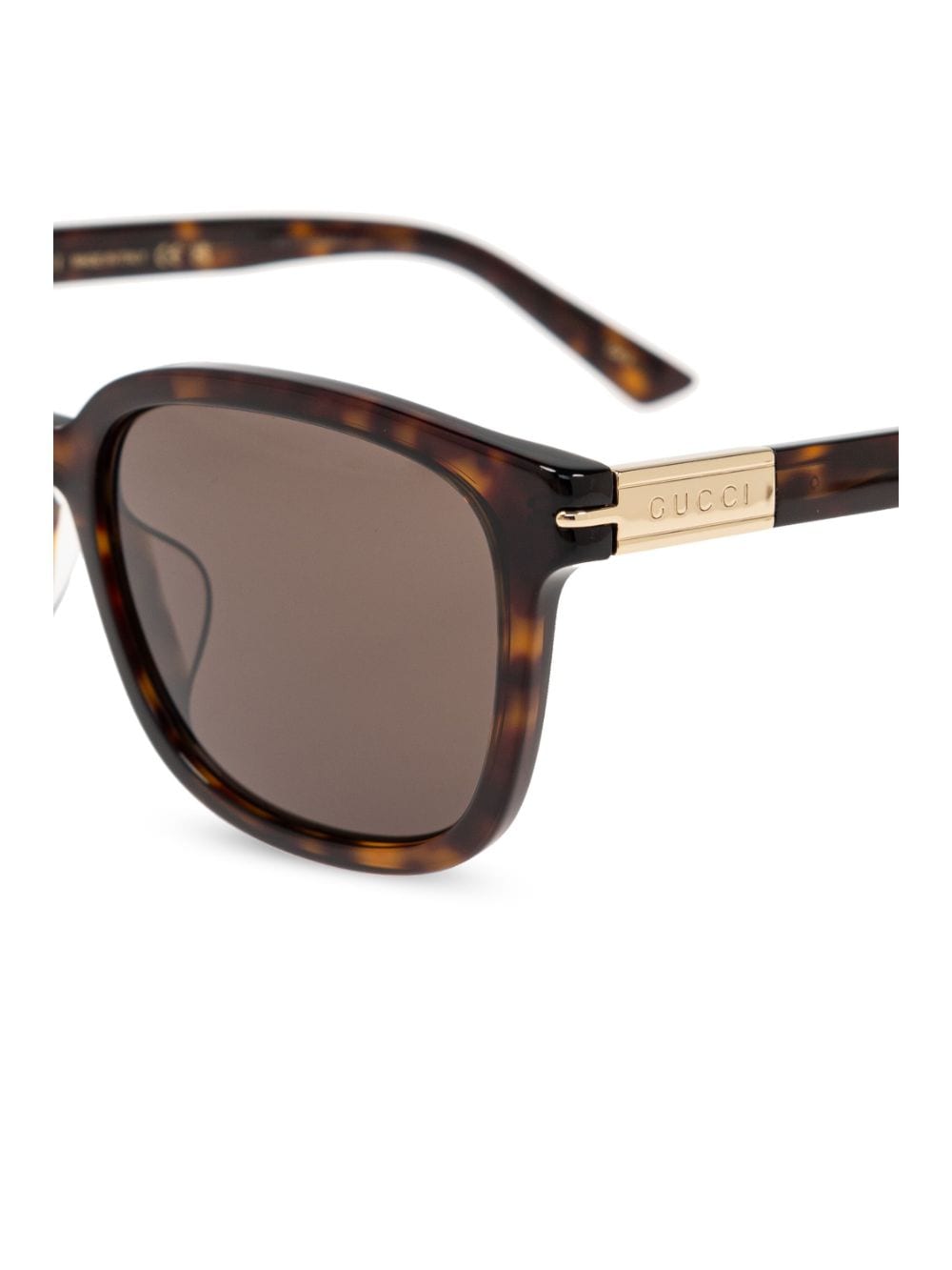 Shop Gucci Low Nose Bridge Sunglasses In Brown