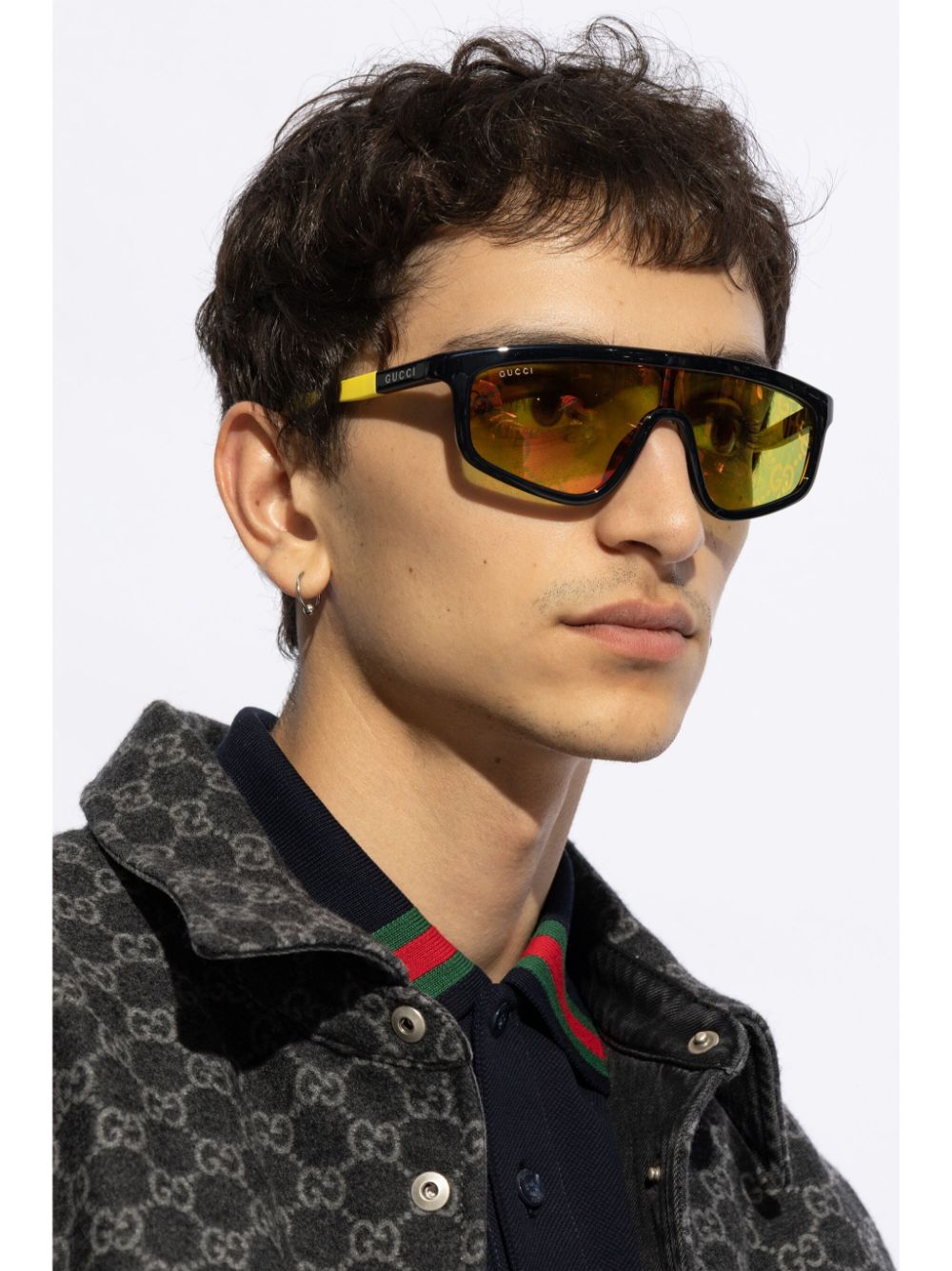 Shop Gucci Mask Frame Sunglasses In Black