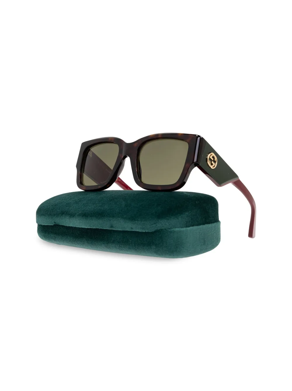 Gucci Eyewear Interlocking G zonnebril met vierkant montuur Bruin