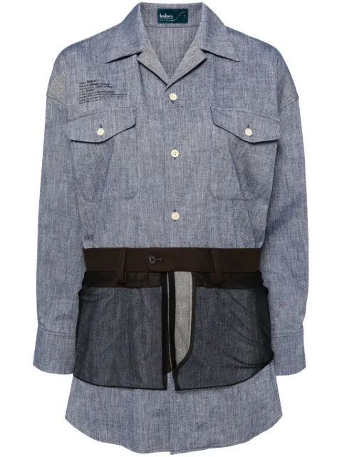 Kolor tulle-embellished chambray shirt