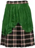 Kolor patchwork pleated mini skirt - Green