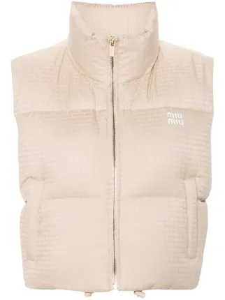 Miu Miu logo-jacquard Gilet | Neutrals | FARFETCH UK