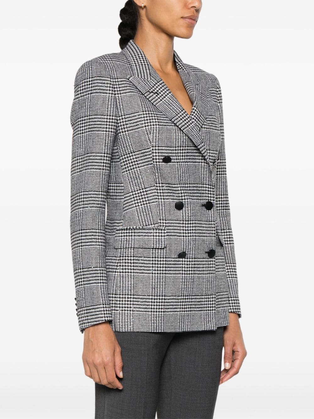 Shop Tagliatore Prince Of Wales Check Blazer In Black