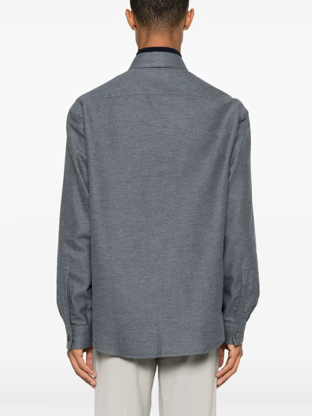 Giorgio Armani Flanellen shirtjack Blauw