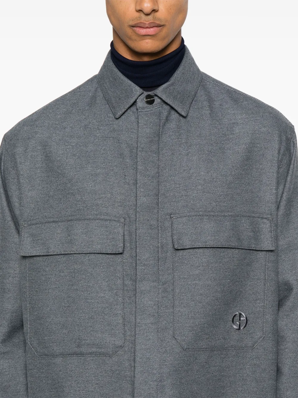 Giorgio Armani Flanellen shirtjack Blauw