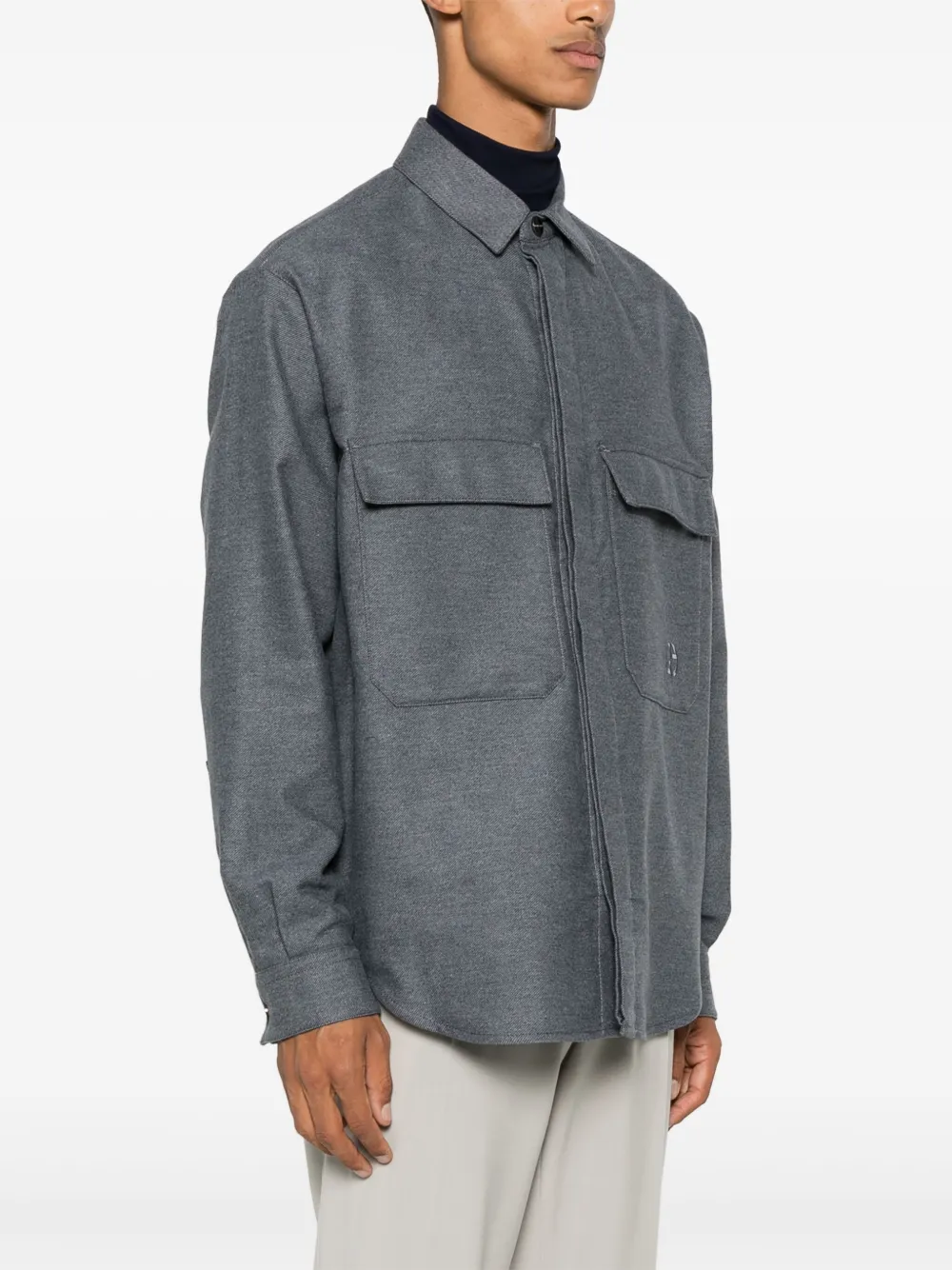 Giorgio Armani Flanellen shirtjack Blauw