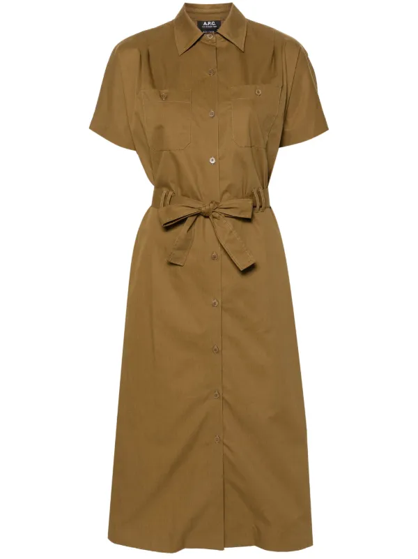 A.P.C. Shirt Midi Dress | Green | FARFETCH