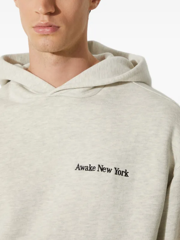 Awake NY logo-embroidered Hoodie | Grey | FARFETCH
