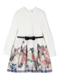 Monnalisa floral-brocade dress - White