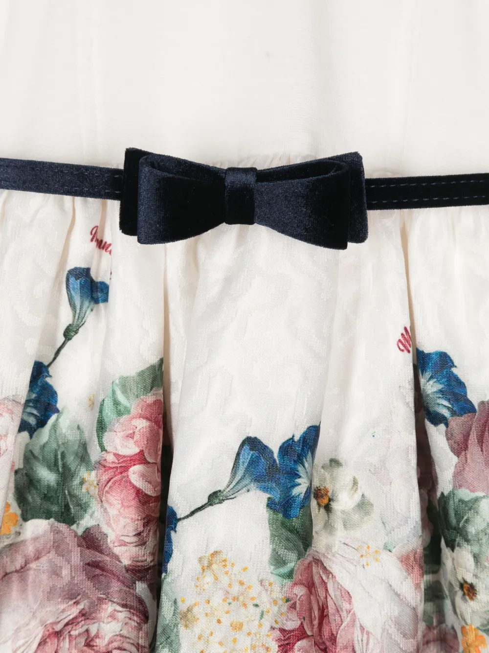 Monnalisa Jurk met brokaat en bloemenprint Wit